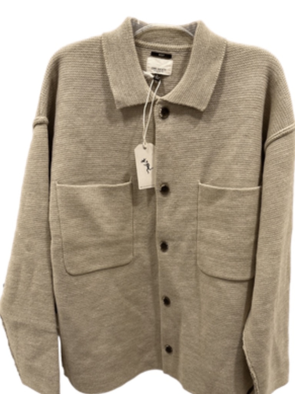 Civil Society Men's "Beaton" Boxy Sweater Jacket – Heather Oatmeal, Size Large - Picture 6 of 9